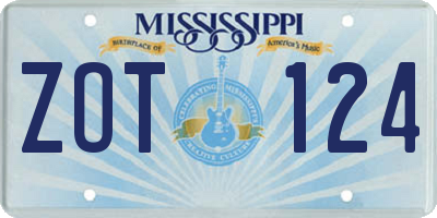 MS license plate ZOT124