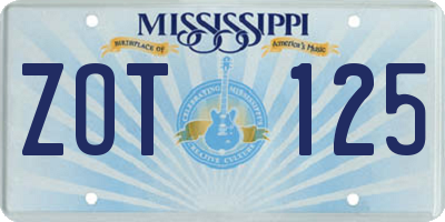 MS license plate ZOT125
