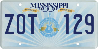 MS license plate ZOT129
