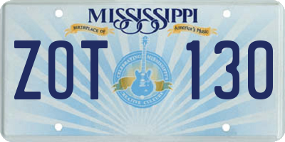 MS license plate ZOT130