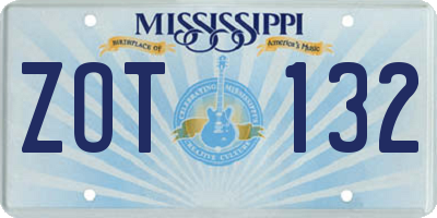 MS license plate ZOT132