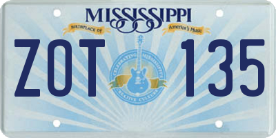 MS license plate ZOT135