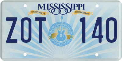 MS license plate ZOT140