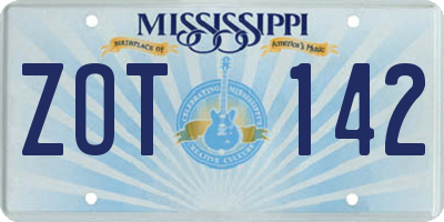 MS license plate ZOT142