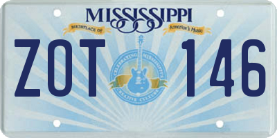 MS license plate ZOT146