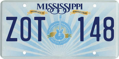 MS license plate ZOT148