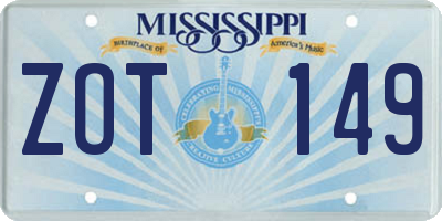 MS license plate ZOT149