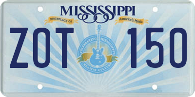 MS license plate ZOT150