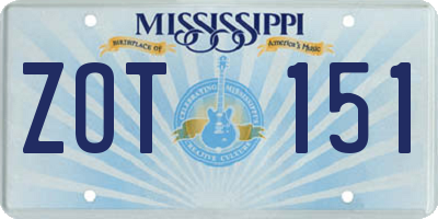 MS license plate ZOT151