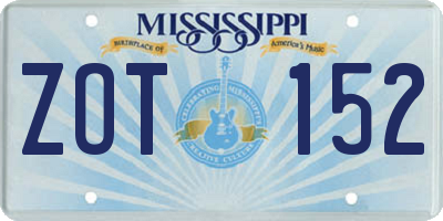 MS license plate ZOT152