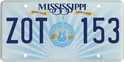 MS license plate ZOT153