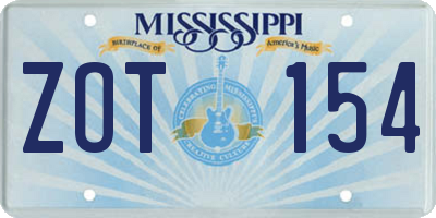 MS license plate ZOT154