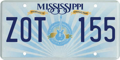 MS license plate ZOT155