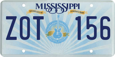 MS license plate ZOT156