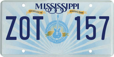 MS license plate ZOT157