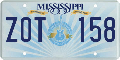 MS license plate ZOT158
