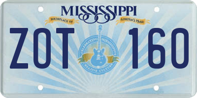 MS license plate ZOT160