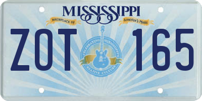 MS license plate ZOT165