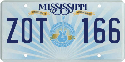 MS license plate ZOT166