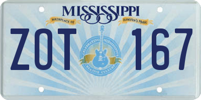 MS license plate ZOT167