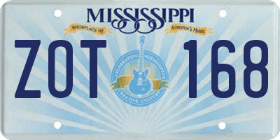 MS license plate ZOT168