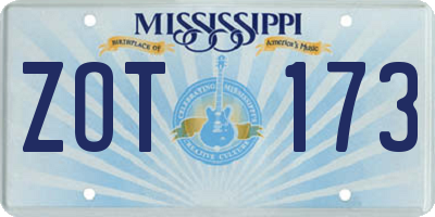 MS license plate ZOT173
