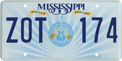 MS license plate ZOT174