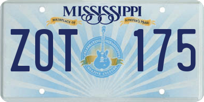 MS license plate ZOT175