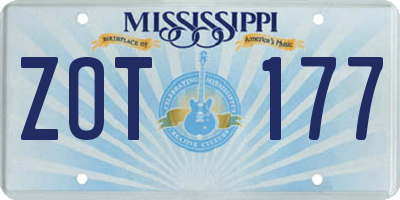 MS license plate ZOT177