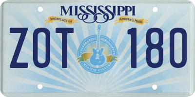 MS license plate ZOT180