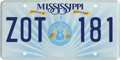 MS license plate ZOT181