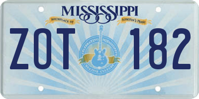 MS license plate ZOT182