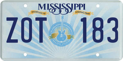 MS license plate ZOT183