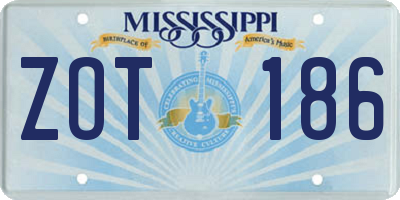 MS license plate ZOT186