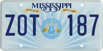 MS license plate ZOT187