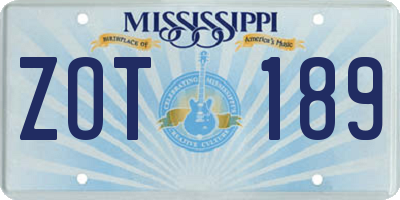 MS license plate ZOT189