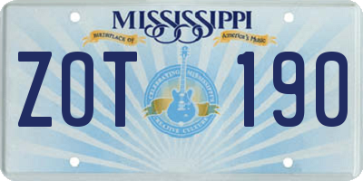 MS license plate ZOT190