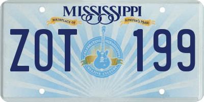 MS license plate ZOT199
