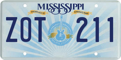 MS license plate ZOT211