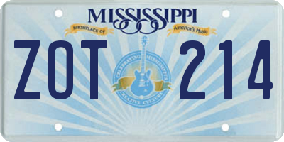 MS license plate ZOT214
