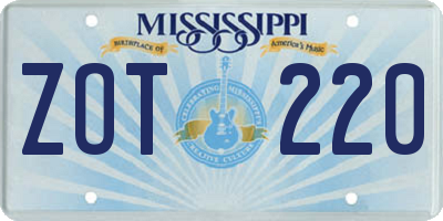MS license plate ZOT220