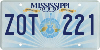 MS license plate ZOT221