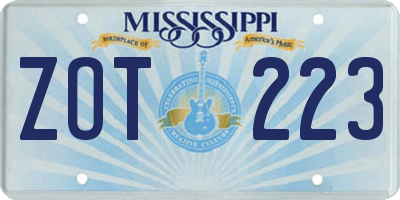 MS license plate ZOT223
