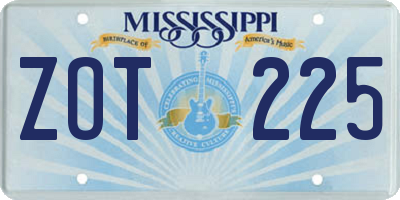MS license plate ZOT225