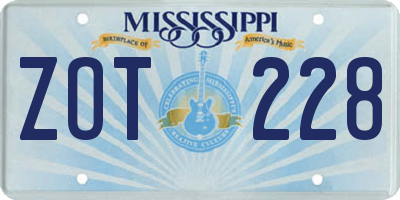 MS license plate ZOT228
