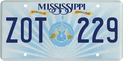 MS license plate ZOT229
