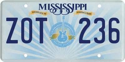 MS license plate ZOT236
