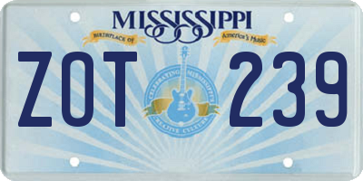MS license plate ZOT239