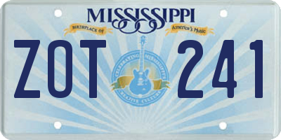 MS license plate ZOT241