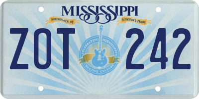 MS license plate ZOT242